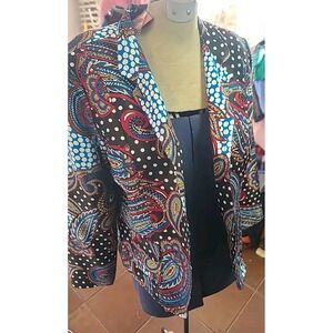 Vintage Joni B Paisley & Polka Dot Blazer Women's Small Multicolored Artsy‎ BoHo